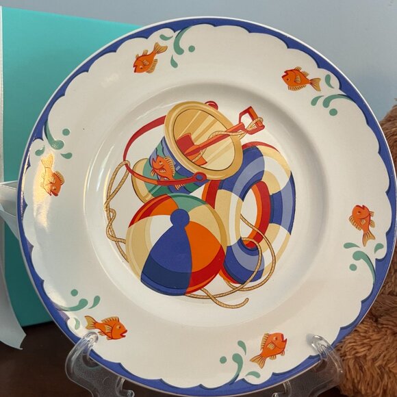 4 Piece Tiffany Baby Dish Set- EUC- Seashore Collection w/ Tiffany Box - Picture 9 of 10